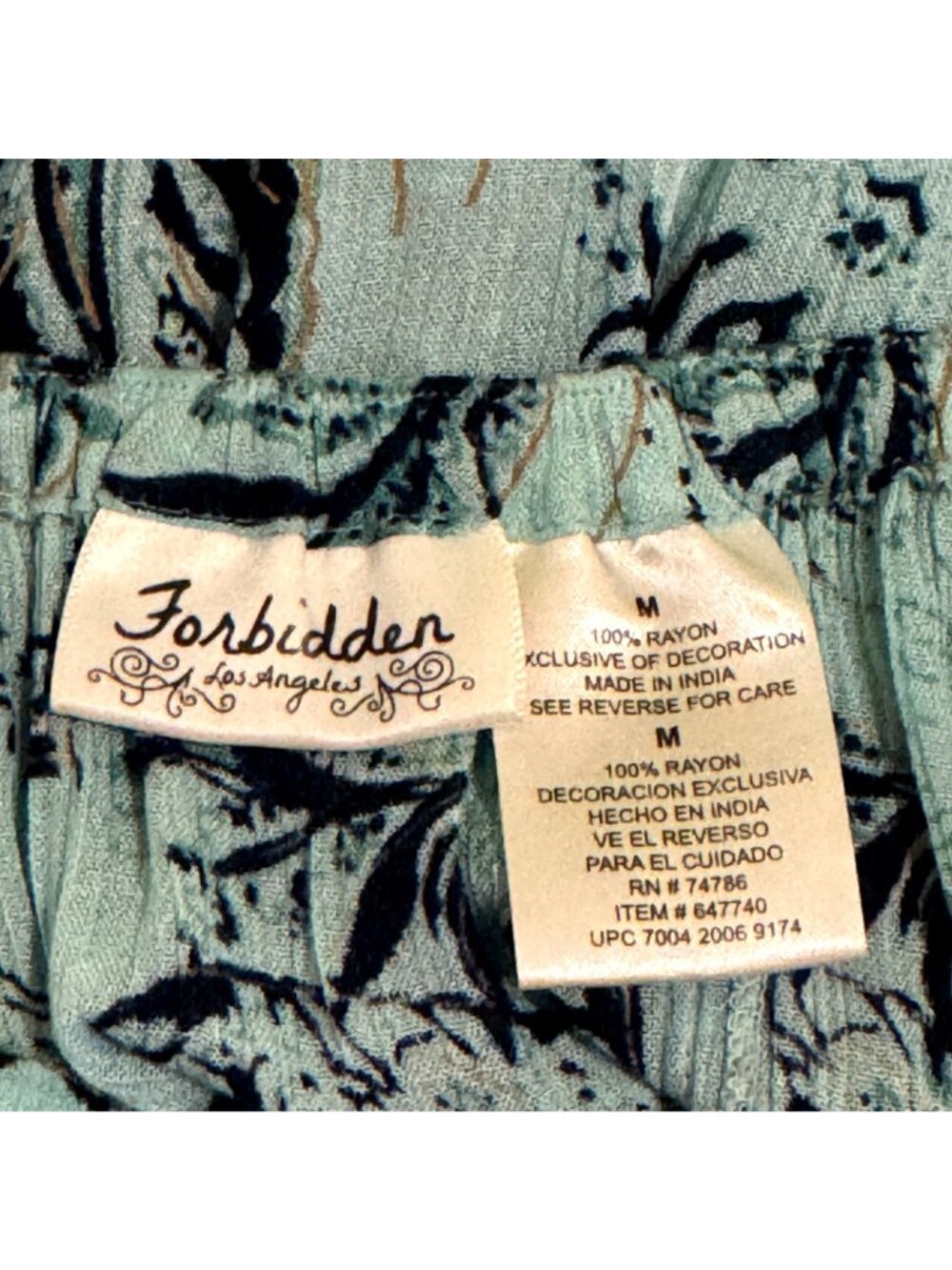 Boho Maxi Skirt Teal & Blue Size M Paisley & Floral Tiered Design Jeweled Accent - Picture 10 of 10